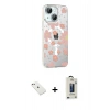 MARSİLYAN™- iPhone 14 Kılıf Yörünge Işık Prime - Siyah Bilvis Hayalet Cam Ekran Koruyucu + Diamond Kamera Lens - PE