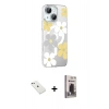 MARSİLYAN™- iPhone 14 Kılıf Yörünge Işık Prime - Siyah Bilvis Hayalet Cam Ekran Koruyucu + Diamond Kamera Lens - PE