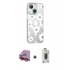 MARSİLYAN™- iPhone 14 Kılıf Yörünge Işık Prime - Siyah Bilvis Hayalet Cam Ekran Koruyucu + Raze Metal Kamera Lens - KI