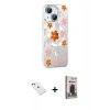 MARSİLYAN™- iPhone 14 Kılıf Yörünge Işık Prime - Siyah Bilvis Hayalet Cam Ekran Koruyucu + Diamond Kamera Lens - YL