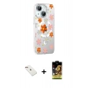 MARSİLYAN™- iPhone 14 Kılıf Yörünge Işık Prime - Siyah Buffer Cam Ekran Koruyucu + Diamond Kamera Lens - KI