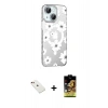MARSİLYAN™- iPhone 14 Kılıf Yörünge Işık Prime - Siyah Buffer Cam Ekran Koruyucu + Diamond Kamera Lens - KI