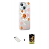 MARSİLYAN™- iPhone 14 Kılıf Yörünge Işık Prime - Siyah Buffer Cam Ekran Koruyucu + Diamond Kamera Lens - SABE