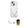 MARSİLYAN™- iPhone 14 Kılıf Yörünge Işık Prime - Siyah Buffer Cam Ekran Koruyucu + Diamond Kamera Lens - SABE