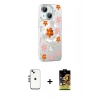 MARSİLYAN™- iPhone 14 Kılıf Yörünge Işık Prime - Siyah Buffer Cam Ekran Koruyucu + Shine Kamera Lens - GS