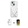 MARSİLYAN™- iPhone 14 Kılıf Yörünge Işık Prime - Siyah Buffer Cam Ekran Koruyucu + Mavi Shine Kamera Lens