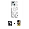 MARSİLYAN™- iPhone 14 Kılıf Yörünge Işık Prime - Siyah Buffer Cam Ekran Koruyucu + PVD Metal Kamera Lens - GS