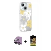 MARSİLYAN™- iPhone 14 Kılıf Yörünge Işık Prime - Siyah Buffer Cam Ekran Koruyucu + Raze Metal Kamera Lens - SH