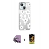 MARSİLYAN™- iPhone 14 Kılıf Yörünge Işık Prime - Siyah Buffer Cam Ekran Koruyucu + Raze Metal Kamera Lens - SH