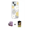 MARSİLYAN™- iPhone 14 Kılıf Yörünge Işık Prime - Siyah Buffer Cam Ekran Koruyucu + Raze Metal Kamera Lens - KI