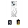 MARSİLYAN™- iPhone 14 Kılıf Yörünge Işık Prime - Siyah Buffer Cam Ekran Koruyucu + Siyah PVD Metal Kamera Lens