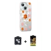 MARSİLYAN™- iPhone 14 Kılıf Yörünge Işık Prime - Siyah Buffer Cam Ekran Koruyucu + Siyah PVD Metal Kamera Lens