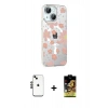 MARSİLYAN™- iPhone 14 Kılıf Yörünge Işık Prime - Siyah Buffer Cam Ekran Koruyucu + Siyah Shine Kamera Lens