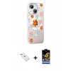 MARSİLYAN™- iPhone 14 Kılıf Yörünge Işık Prime - Siyah Buffer Hayalet Cam Ekran Koruyucu + Diamond Kamera Lens - SABE