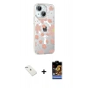 MARSİLYAN™- iPhone 14 Kılıf Yörünge Işık Prime - Siyah Buffer Hayalet Cam Ekran Koruyucu + Diamond Kamera Lens - SABE