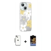 MARSİLYAN™- iPhone 14 Kılıf Yörünge Işık Prime - Siyah Buffer Hayalet Cam Ekran Koruyucu + Shine Kamera Lens - GI