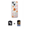 MARSİLYAN™- iPhone 14 Kılıf Yörünge Işık Prime - Siyah Buffer Hayalet Cam Ekran Koruyucu + PVD Metal Kamera Lens - GS
