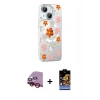 MARSİLYAN™- iPhone 14 Kılıf Yörünge Işık Prime - Siyah Buffer Hayalet Cam Ekran Koruyucu + Kırmızı Raze Metal Kamera Lens