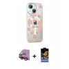 MARSİLYAN™- iPhone 14 Kılıf Yörünge Işık Prime - Siyah Buffer Hayalet Cam Ekran Koruyucu + Kırmızı Raze Metal Kamera Lens