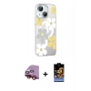 MARSİLYAN™- iPhone 14 Kılıf Yörünge Işık Prime - Siyah Buffer Hayalet Cam Ekran Koruyucu + Kırmızı Raze Metal Kamera Lens