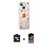 MARSİLYAN™- iPhone 14 Kılıf Yörünge Işık Prime - Siyah Buffer Hayalet Cam Ekran Koruyucu + PVD Metal Kamera Lens - MI