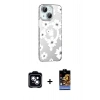 MARSİLYAN™- iPhone 14 Kılıf Yörünge Işık Prime - Siyah Buffer Hayalet Cam Ekran Koruyucu + PVD Metal Kamera Lens - MI