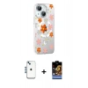 MARSİLYAN™- iPhone 14 Kılıf Yörünge Işık Prime - Siyah Buffer Hayalet Cam Ekran Koruyucu + Shine Kamera Lens - MI
