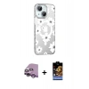 MARSİLYAN™- iPhone 14 Kılıf Yörünge Işık Prime - Siyah Buffer Hayalet Cam Ekran Koruyucu + Raze Metal Kamera Lens - MR