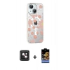 MARSİLYAN™- iPhone 14 Kılıf Yörünge Işık Prime - Siyah Buffer Hayalet Cam Ekran Koruyucu + PVD Metal Kamera Lens - PE