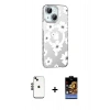 MARSİLYAN™- iPhone 14 Kılıf Yörünge Işık Prime - Siyah Buffer Hayalet Cam Ekran Koruyucu + Shine Kamera Lens - SH