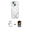 MARSİLYAN™- iPhone 14 Kılıf Yörünge Işık Prime - Siyah Buffer Hayalet Cam Ekran Koruyucu + Shine Kamera Lens - YL
