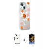 MARSİLYAN™- iPhone 14 Kılıf Yörünge Işık Prime - Siyah Buffer Hayalet Cam Ekran Koruyucu + Shine Kamera Lens - SH