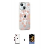 MARSİLYAN™- iPhone 14 Kılıf Yörünge Işık Prime - Siyah Buffer Hayalet Cam Ekran Koruyucu + Shine Kamera Lens - KI