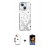 MARSİLYAN™- iPhone 14 Kılıf Yörünge Işık Prime - Siyah Buffer Hayalet Cam Ekran Koruyucu + Shine Kamera Lens - KI