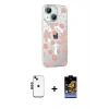 MARSİLYAN™- iPhone 14 Kılıf Yörünge Işık Prime - Siyah Buffer Hayalet Cam Ekran Koruyucu + Shine Kamera Lens - SH