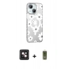 MARSİLYAN™- iPhone 14 Kılıf Yörünge Işık Prime - Siyah Joko Magic 5D Hayalet Cam + PVD Metal Kamera Lens - PE