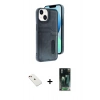 MARSİLYAN™- iPhone 14 Kılıf Yörünge Işık Serisi - Şeffaf 360 Full Body Arka Koruyucu + Diamond Kamera Lens - KI