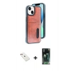 MARSİLYAN™- iPhone 14 Kılıf Yörünge Işık Serisi - Şeffaf 360 Full Body Arka Koruyucu + Diamond Kamera Lens - KI