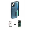 MARSİLYAN™- iPhone 14 Kılıf Yörünge Işık Serisi - Şeffaf 360 Full Body Arka Koruyucu + Shine Kamera Lens - KI