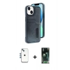 MARSİLYAN™- iPhone 14 Kılıf Yörünge Işık Serisi - Şeffaf 360 Full Body Arka Koruyucu + Shine Kamera Lens - MI
