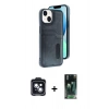 MARSİLYAN™- iPhone 14 Kılıf Yörünge Işık Serisi - Şeffaf 360 Full Body Arka Koruyucu + PVD Metal Kamera Lens - SH