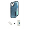 MARSİLYAN™- iPhone 14 Kılıf Yörünge Işık Serisi - Şeffaf Pasifik Cam Ekran Koruyucu + Diamond Kamera Lens - KI