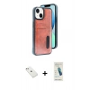 MARSİLYAN™- iPhone 14 Kılıf Yörünge Işık Serisi - Şeffaf Pasifik Cam Ekran Koruyucu + Diamond Kamera Lens - PE