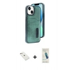 MARSİLYAN™- iPhone 14 Kılıf Yörünge Işık Serisi - Şeffaf Pasifik Cam Ekran Koruyucu + Diamond Kamera Lens - PE