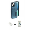 MARSİLYAN™- iPhone 14 Kılıf Yörünge Işık Serisi - Şeffaf Pasifik Cam Ekran Koruyucu + Diamond Kamera Lens - PE