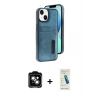 MARSİLYAN™- iPhone 14 Kılıf Yörünge Işık Serisi - Şeffaf Pasifik Cam Ekran Koruyucu + PVD Metal Kamera Lens - TU