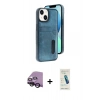MARSİLYAN™- iPhone 14 Kılıf Yörünge Işık Serisi - Şeffaf Pasifik Cam Ekran Koruyucu + Raze Metal Kamera Lens - SH