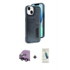 MARSİLYAN™- iPhone 14 Kılıf Yörünge Işık Serisi - Şeffaf Pasifik Cam Ekran Koruyucu + Raze Metal Kamera Lens - SH