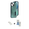 MARSİLYAN™- iPhone 14 Kılıf Yörünge Işık Serisi - Şeffaf Royal Nano Ekran Koruyucu + Diamond Kamera Lens - KI