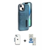 MARSİLYAN™- iPhone 14 Kılıf Yörünge Işık Serisi - Şeffaf Royal Nano Ekran Koruyucu + Shine Kamera Lens - MI